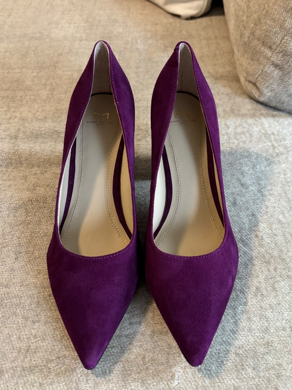 Marc Fisher LTD Zala Suede Block Heel Pointed Toe Pumps Womens 7M Purple Plum